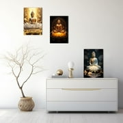 Gold Buddha Painting Zen Canvas Wall Art Buddha Statue Lotus Picture Spiritual Prints Spa Artwork for Yoga Meditation Buddhist Prayer Room(Picture-2, (12.00 x 18.00))
