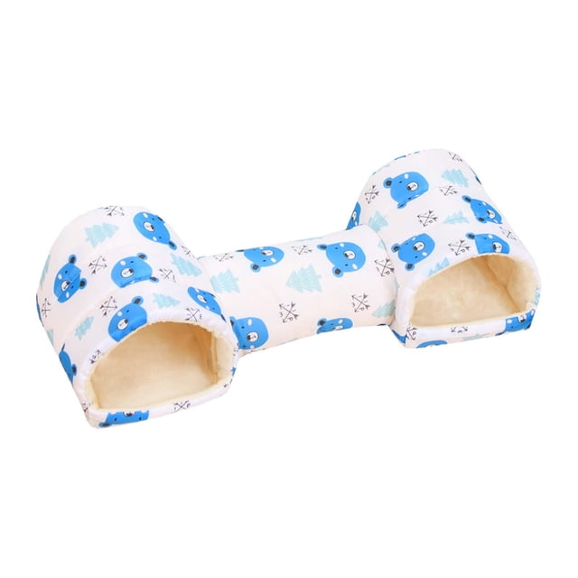 Cama de túneles de hámster Hideaway lavable espacioso nido tibio Tubo de juguete Cueva suave para ratones de planeador de azúcar ratas Hedgehog azul