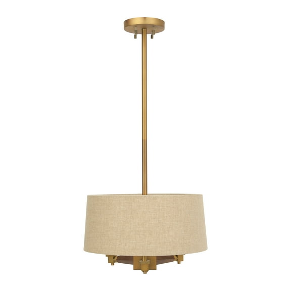 Creative Co-Op 18 Inch Brushed Gold and Wood Drum Pendant