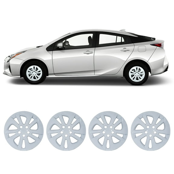 4Pcs 15inch Wheel Rim Cover Hubcaps Compatible with Toyota Prius/Prime 2016-2022 & Corolla Hybrid 2020-2024,Snap on Hub Cap,White Lacquer