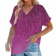thumbnail image 2 of DDAPJ pyju Womens Tunic Tops Floral Print V Neck Short Sleeve T-Shirts Boho Summer Blouse Tees Ofertas Hoy Liquidación Hot Pink L, 2 of 8