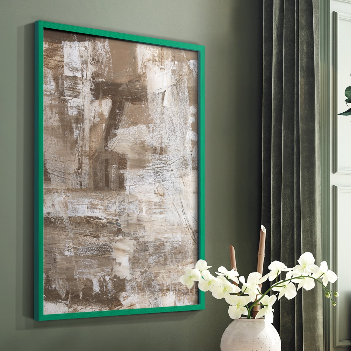 Bronzed II Framed Print in Green Solid Wood Framed Print No Nail Hanging