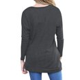 thumbnail image 4 of Women Solid Color Button Up Crew Neck Long Sleeve Twist Knot Pullover Top, 4 of 6