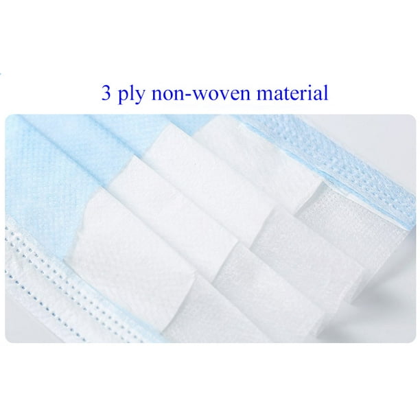 100Pcs Disposable Earloop Face Masks, 3 Ply Breathable and Comfortable Face Masks with Elastic Ear Loop for Blocking Dust Air Pollution (Blue)