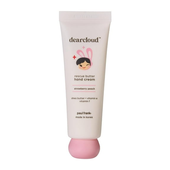 dearcloud x Paul Frank Rescue Butter Hand Cream - Ultra Repair for Dry, Cracked Hands, Shea Butter, Vitamin E, and Vitamin F (Strawberry Peach)