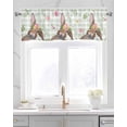 thumbnail image 2 of Easter Rabbit Linen Curtain Valance for Bedroom/Bathroom/Kitchen/Office/Living/Dining Room Windows,Farmhouse Green White Buffalo Check Floral Pocket Topper Drapes Decorative Cafe Drapery Panel 54x18, 2 of 6