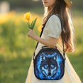 thumbnail image 3 of Jeiento Wolf Lunch Bag for Kids Boys Insulated Lunch Box with Strap Crossbody Purse Snack Storage Pouch for Adult Travel Picnic Office Work Lightweight Lunchbox with Handle Blue Cool Flame, 3 of 6