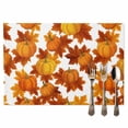 thumbnail image 2 of Fall Orange Pumpkin Placemats Set of 2 Thanksgiving Vintage Maple Leaf Farmhouse Heat Insulated Linen Place Mats, Washable Stain-Proof Table Mats for Dining Tables Holiday Decor 13x19inch, 2 of 9
