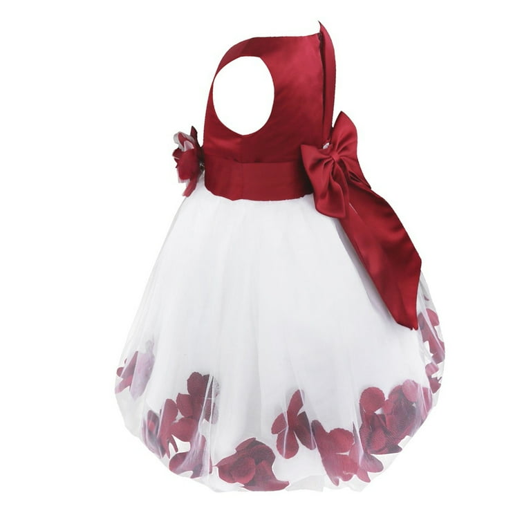 MSemis Kids Wedding Party Bowknot Petals Flower Girl Dress A Burgundy 8 -  Walmart.com