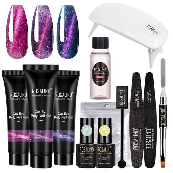 Nail Extension Glue Kit Complete Nail Builder Extension Set DIY Nail Art Design Manicure Tools with Nail Lamp