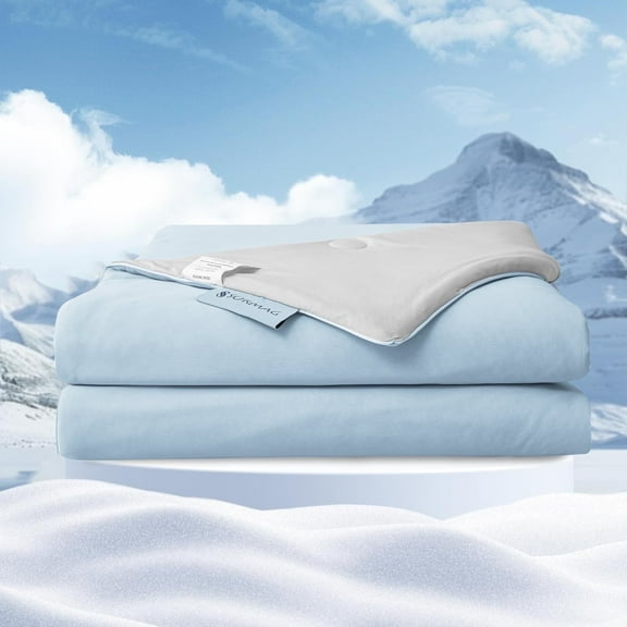 SORMAG Cooling Comforter King Size Cooling Blankets for Hot Sleepers Summer Bed Comforter Quilt Double-Sided Cool Design,Soft Lightweight Silk Smooth (Blue & Grey, King (104"x90"))
