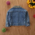 thumbnail image 6 of WhouRiu Girl's Denim Jacket Leopard Print Collar Long Sleeve Jacket Kids Lightweight Comfy Autumn Jackets Blue,Sized 9-12 M, 6 of 7
