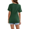 thumbnail image 6 of SAYFUT Women's Ladies Tunic Tops, High Low Hem Rolled Short Sleeve Shirts Relaxed Fit Comfort Soft V-Neck T-Shirt,up to size 3XL,Black/White/Green, 6 of 8