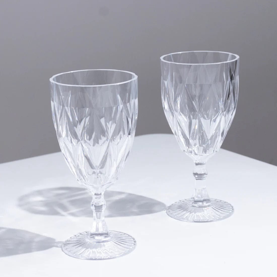 Balsa Circle 12 Clear 11oz Vintage Diamond Cut Plastic Wine Glasses Wedding Supplies