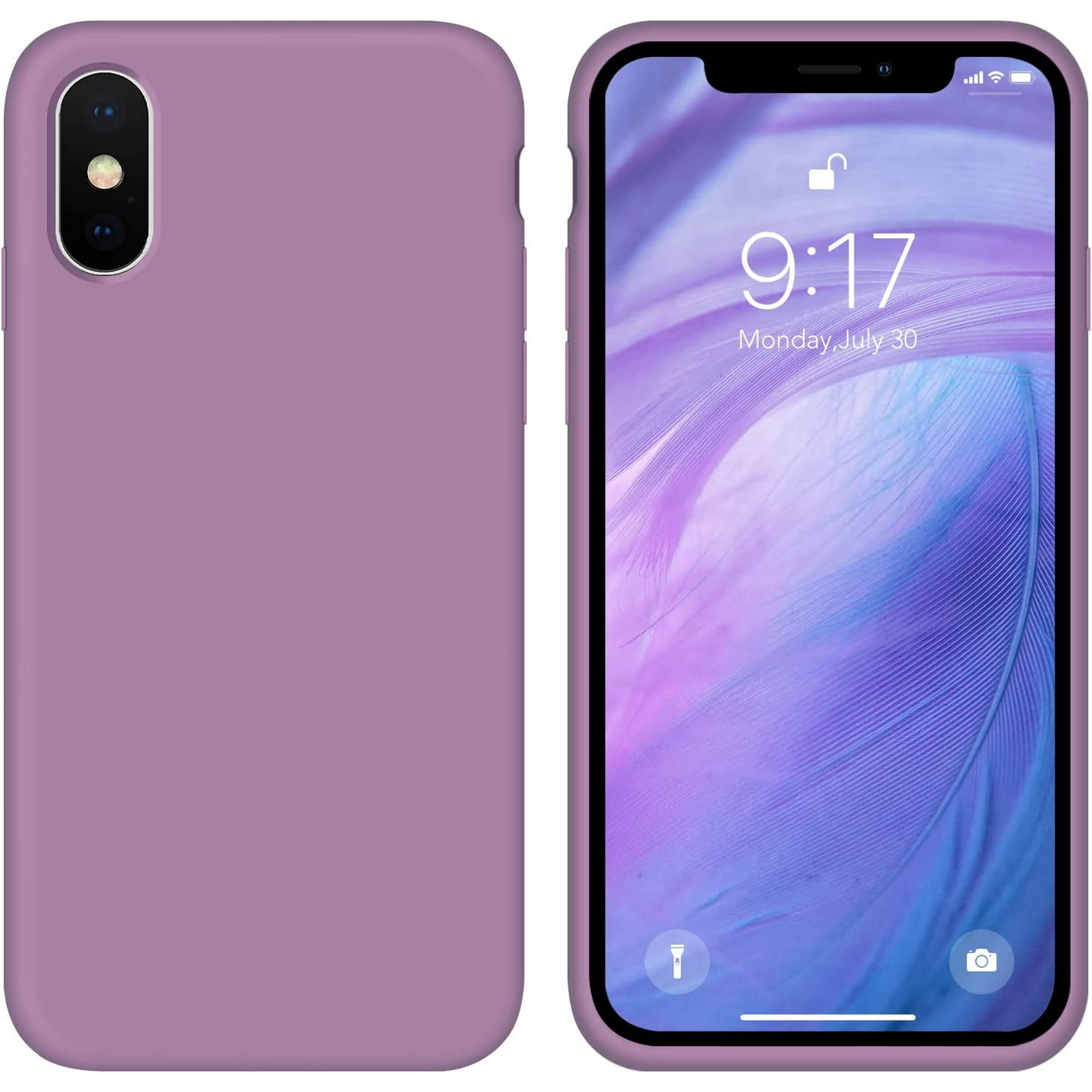 Case for iPhone X/iPhone Xs case Liquid Silicone Gel Rubber Phone Case,iPhone X/iPhone Xs 5.8 Inch Full Body Slim Soft Microfiber Lining Protective Case (Lilac Purple)
