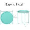 thumbnail image 5 of VECELO Small Round Side End Table, Folding Metal Coffee Table with Removable Tray for Living Room Bedroom Balcony and Office, Green, 5 of 10