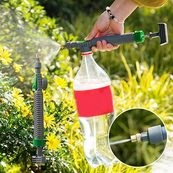 TerraHaven Adjustable High Pressure Pump Manual Sprayer for Garden Watering and Cleaning, Fits Drink Bottles, Durable Plastic Construction