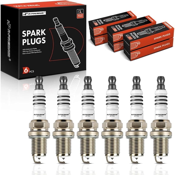 A-Premium Iridium Platinum Spark Plugs Compatible with Dodge Grand Caravan, Charger, Journey, Challenger, Avenger, Nitro & Chrysler Town & Country, 300, Pacifica, Sebring & Volkswagen, Pack of 6