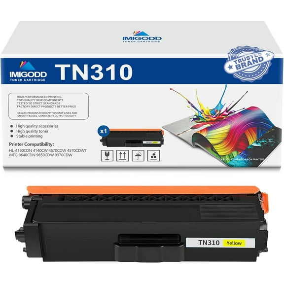 1-Pack TN310 Yellow Toner Cartridge Replacement for Brother High Capacity 2,000 Pages with HL-4150CDN 4140CW 4570CDW 4570CDWT MFC-9640CDN 9650CDW 9970CDW Printer