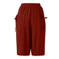 thumbnail image 5 of Glisme Casual Pants For Women Plus Size Knee Length Cotton Linen Shorts Summer Baggy Dressy Long Shorts With Pockets Red Trousers Flexible Fit, 5 of 7