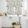 thumbnail image 3 of Green Plant Kitchen Curtains Valances and Tiers Set of 3 Wildflower Butterfly Floral Leaf Botanical Tier Curtains and Valance with Rod Pocket for Small Windows, 27.5"x36", 3 of 9