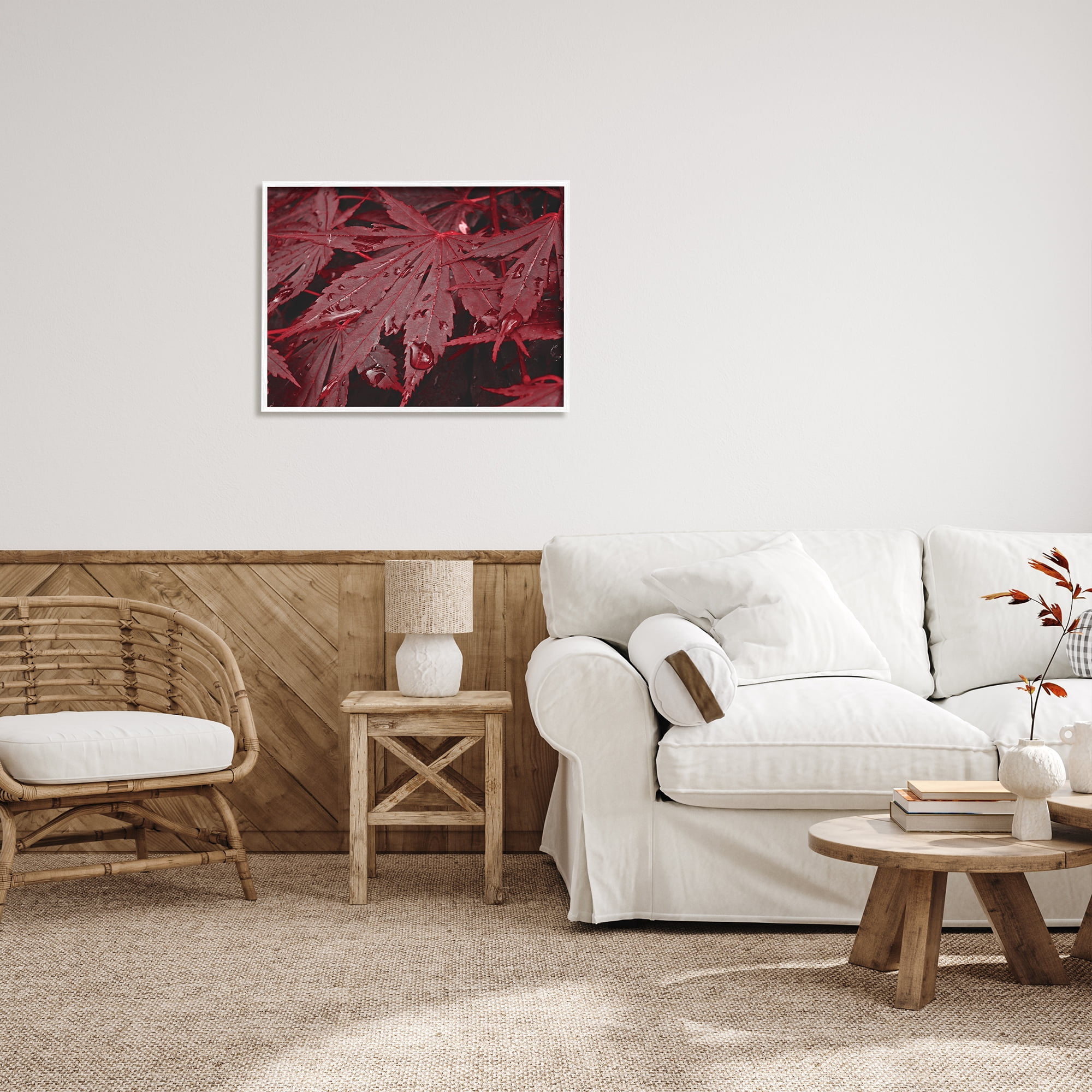 Stupell Industries Red Maple Leaves Botanical & Floral Photography White Framed Art Print Wall Art, 30 x 24