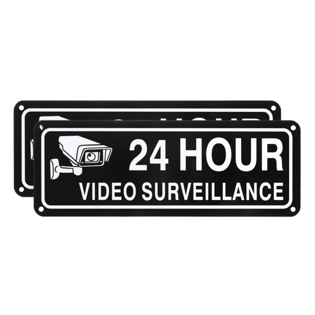 Uxcell 1-Pack Señal de Vigilancia por Video 24 Horas, 10" x 3.5" Señal de Advertencia Reflectante de Aluminio para Casa/Negocio