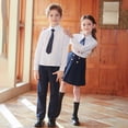 thumbnail image 4 of Girls' School Uniform Outfit 3 Piece Set with Long Sleeve Button Down Shirt and Pleated Skirt,3-18 Years, 4 of 5