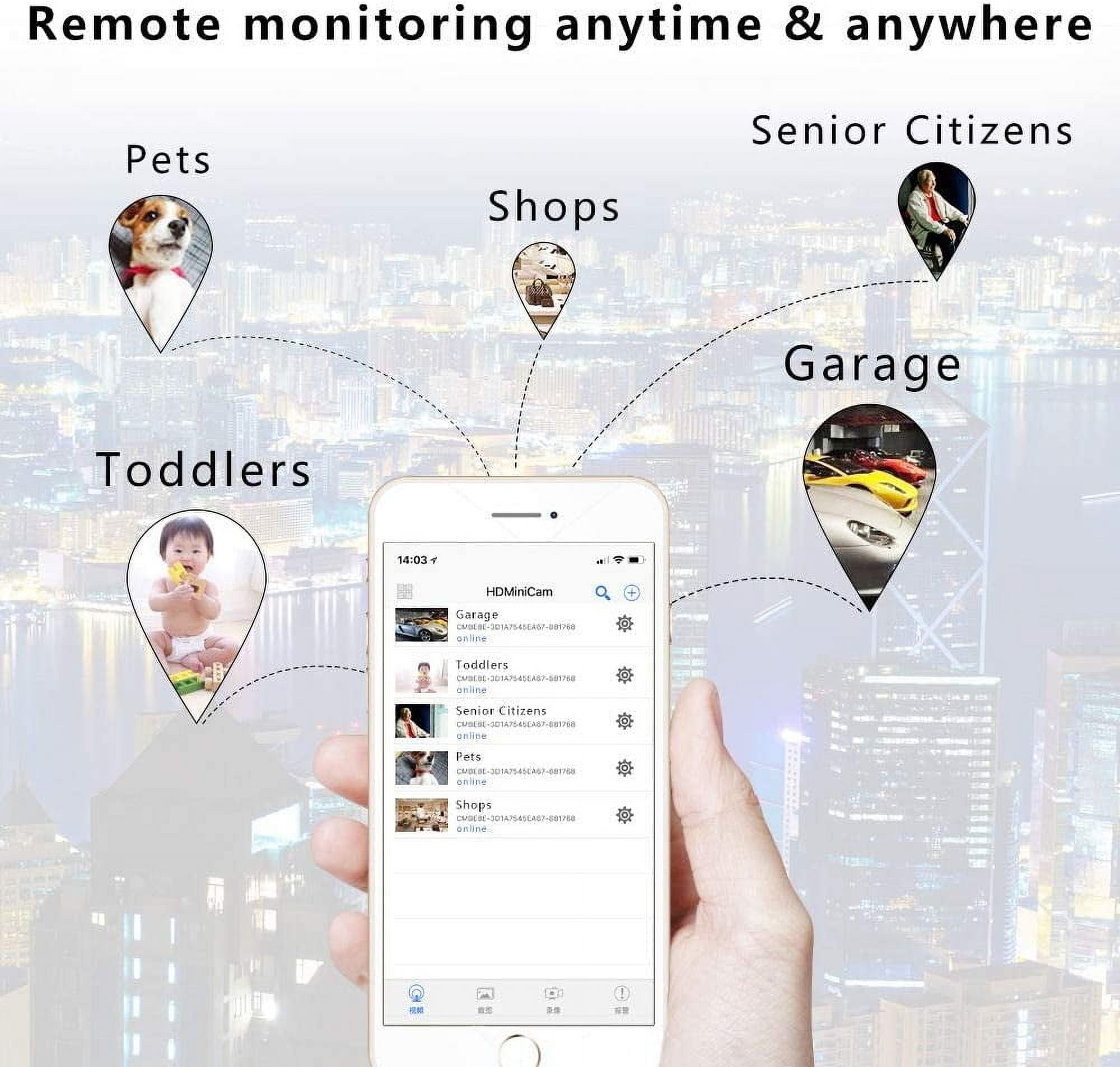 WiFi Mini Nanny Cam Wireless Camera for Home Office ,Pet Dog Camera Indoor Outdoor Camera,Home Camera with Night Vision
