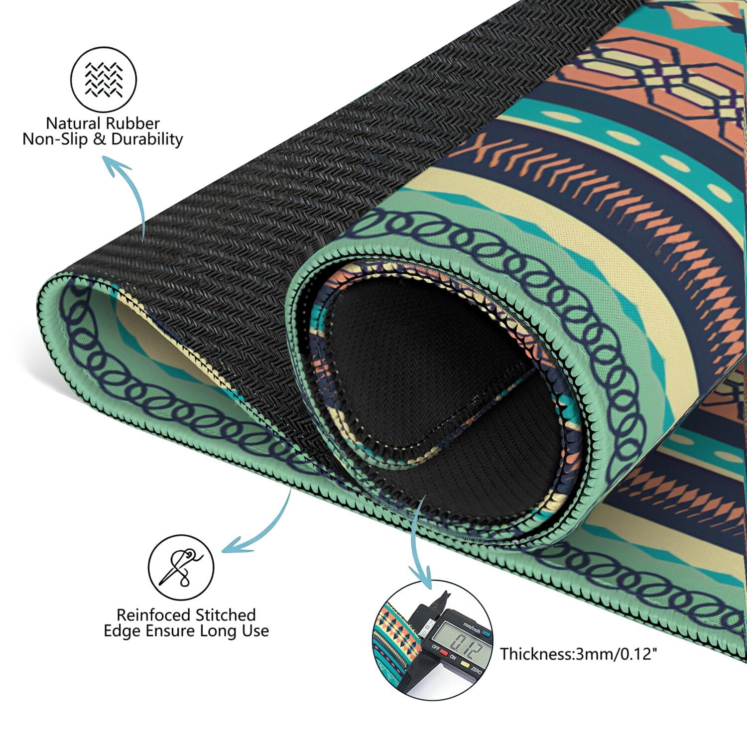 Boho Themed Large Rubber Mahjong Mat 31.5 Inch Square Game Table Pad with Non-Slip Backing and Quiet Design for Playing Tiles Cards and Entertainment