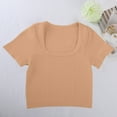 thumbnail image 2 of Women's Tops, Women's Square Neck Rib Knit Crop Tops Sexy Slim Fitted Y2k Top Short Sleeve Solid Cropped T Shirts Going Out Tops, 2 of 8