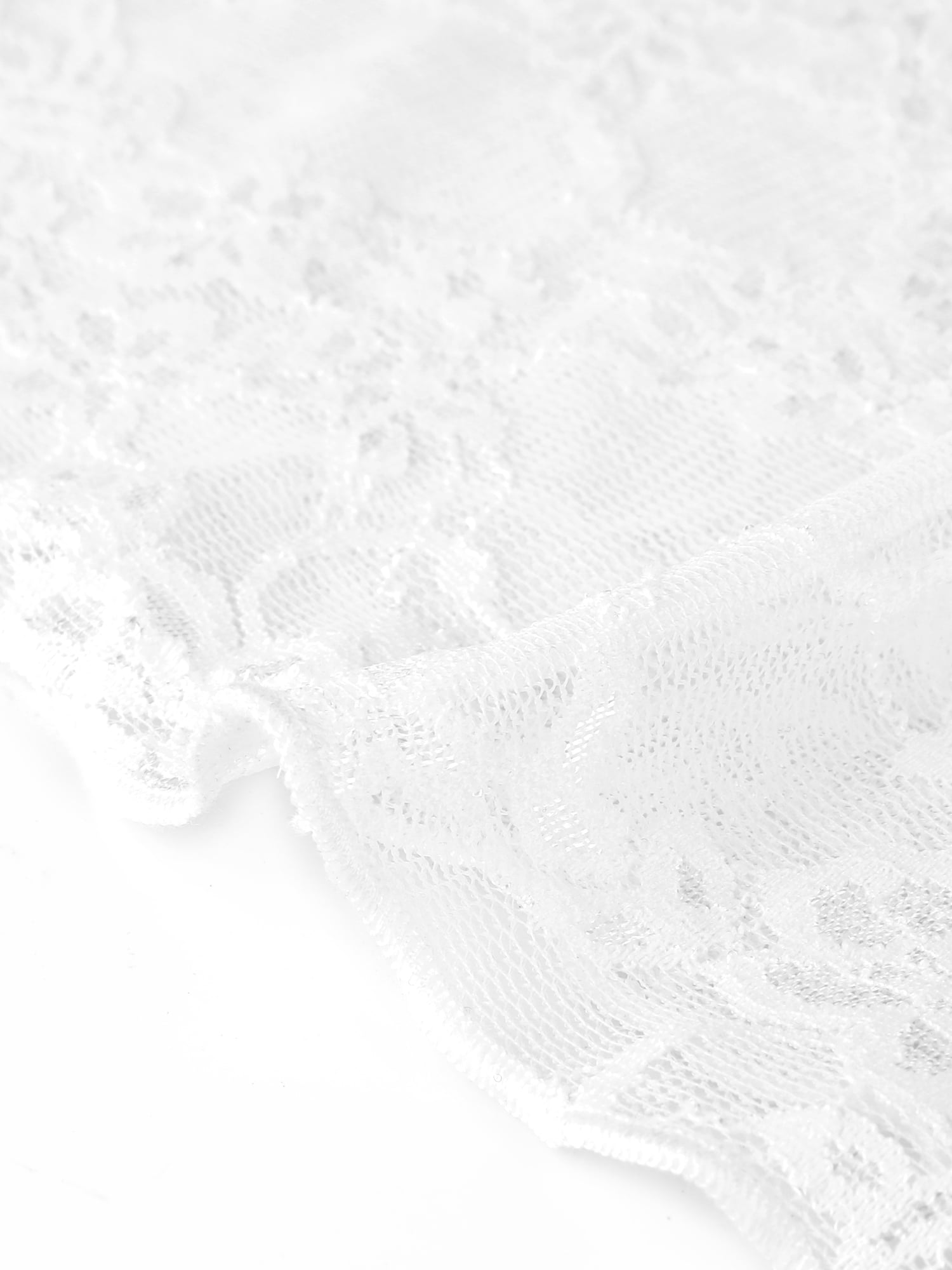 DARING DIVA Women's Mock Neck Slim Fit Lace Sheer See Through Top M White