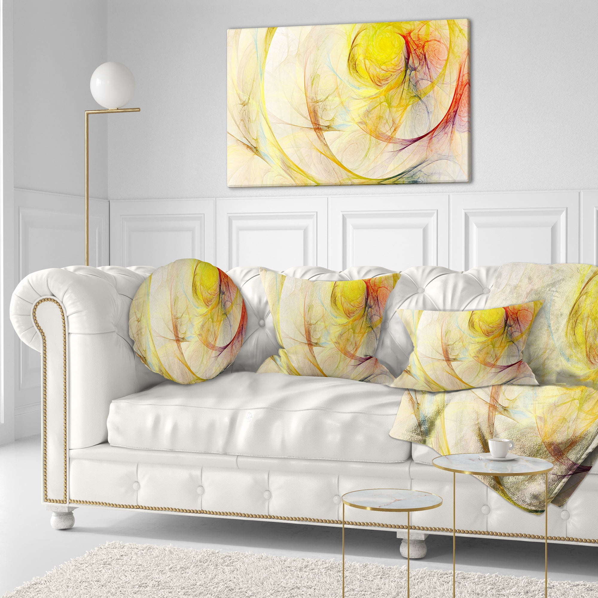 Designart Yellow Storm Sky - Abstract Throw Pillow - 12x20