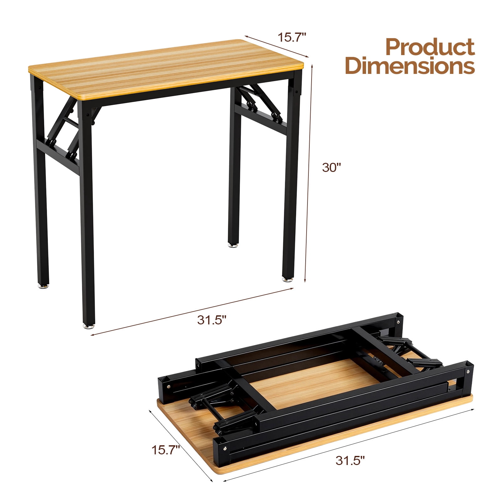 Ktaxon Folding Writing Computer Desk Home Office Study PC Writing Table, Oak & Black