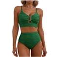 thumbnail image 5 of QUNYINEY High Waisted Bikinis for Women Solid String Triangle 2 Piece Swimsuits Tummy Control Cutout Women Swimsuit Sets, 5 of 5