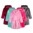 thumbnail image 1 of Esaierr 2-13Y Kids Girls Boys Bathrobe Soft Robe Flannel Solid Color Bathrobe for Toddler Winter Warm Bathrobe, 1 of 8