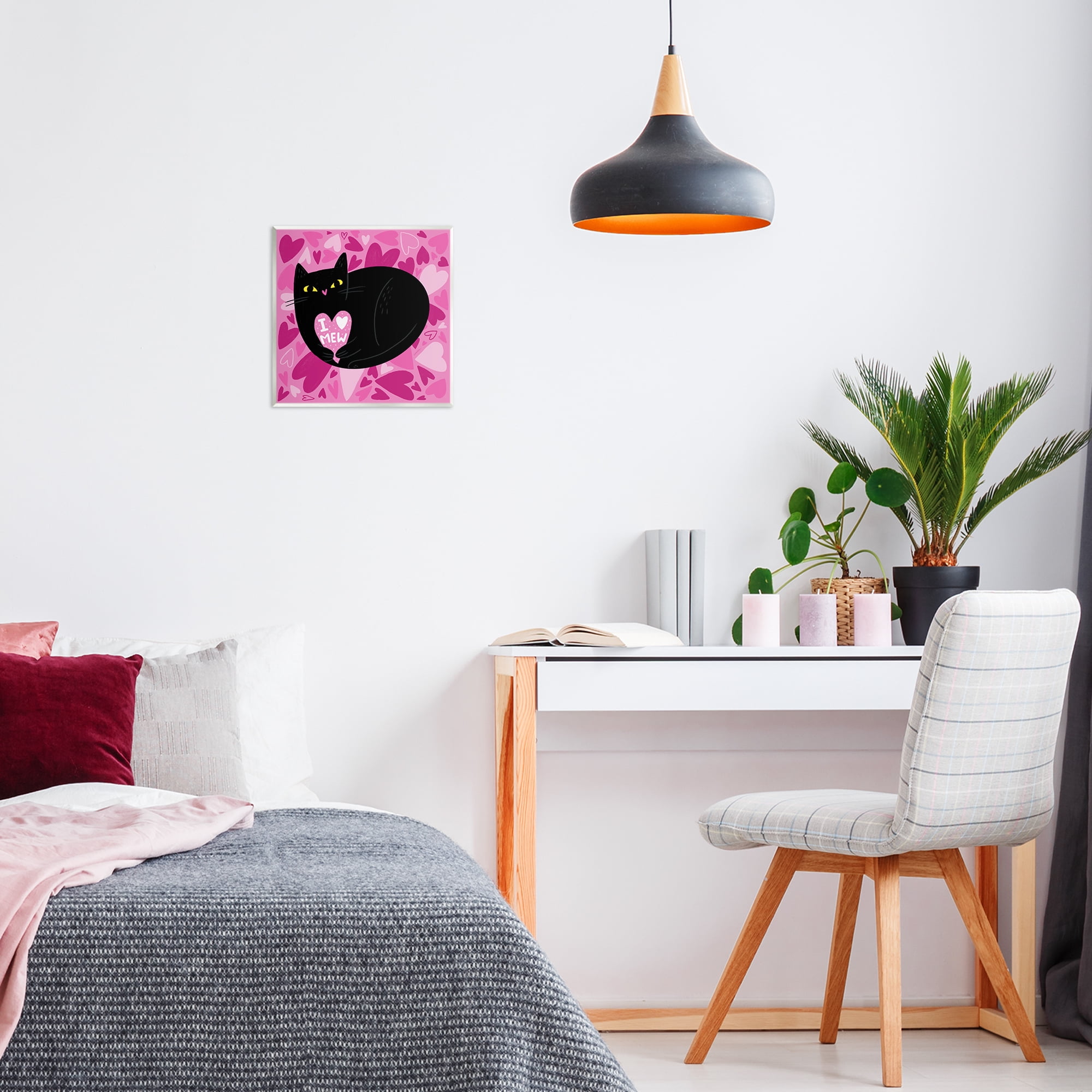 Stupell Industries I Love Mew Black Cat Animals Painting Unframed Art Print Wall Art, 12 x 12