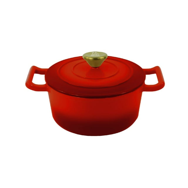 Cacerola Hierro Fundido Esmaltada Cocina Olla 5.4lts Zentra Rojo