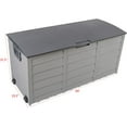 thumbnail image 2 of QRKD 75 Gallon Resin Deck Storage Box, Waterproof Garden Deck Bin Patio Storage Deck Box with 2 Wheels, Lockable Plastic Storage Containers with Lid for Pool, Garden, Garage (Gray), 2 of 16