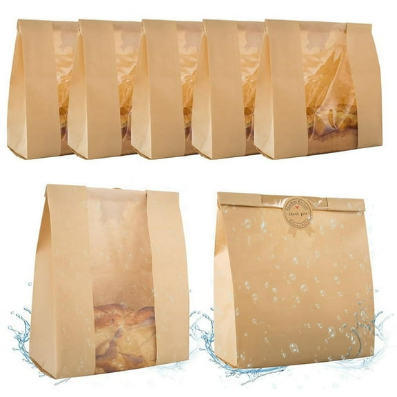 50Pcs Homemade Bread Bag with Clear Window Suitable for Bakers for Packaging and Storage of Baked Goods