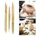 thumbnail image 4 of 3 Unids Cabeza Doble Cerámica Arcilla Bambú Bolígrafo Bolígrafos Hechos DIY Art Tools Kit, 4 of 9