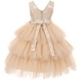thumbnail image 2 of Toddler Girl Elegant Luxury V Neck Brocade Pageant Party Flower Girl Dress USA Ivory 2 KD 412 BNY Corner, 2 of 3