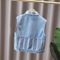 thumbnail image 5 of DJDLJWCJ Girls Denim Vest Tops (18M-14Y) Collared Sleeveless Button Down Jean Waistcoat with Pockets Fall Outerwear Blue Size 9, 5 of 9