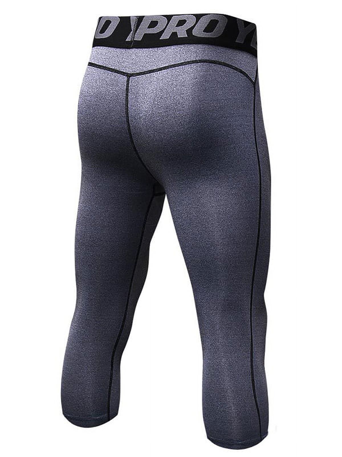 Men 3/4 Leggings Fitness Compression Sports Tights Base Layer Yoga Pants - image 2 of 2