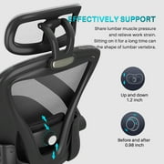 Ninecer Ergonomic Office Chair, Computer Desk Chair with Wheels, High Back Mesh Office Chair with Adjustable Lumbar Support, Headrest, Flip-Up Armrests, Black