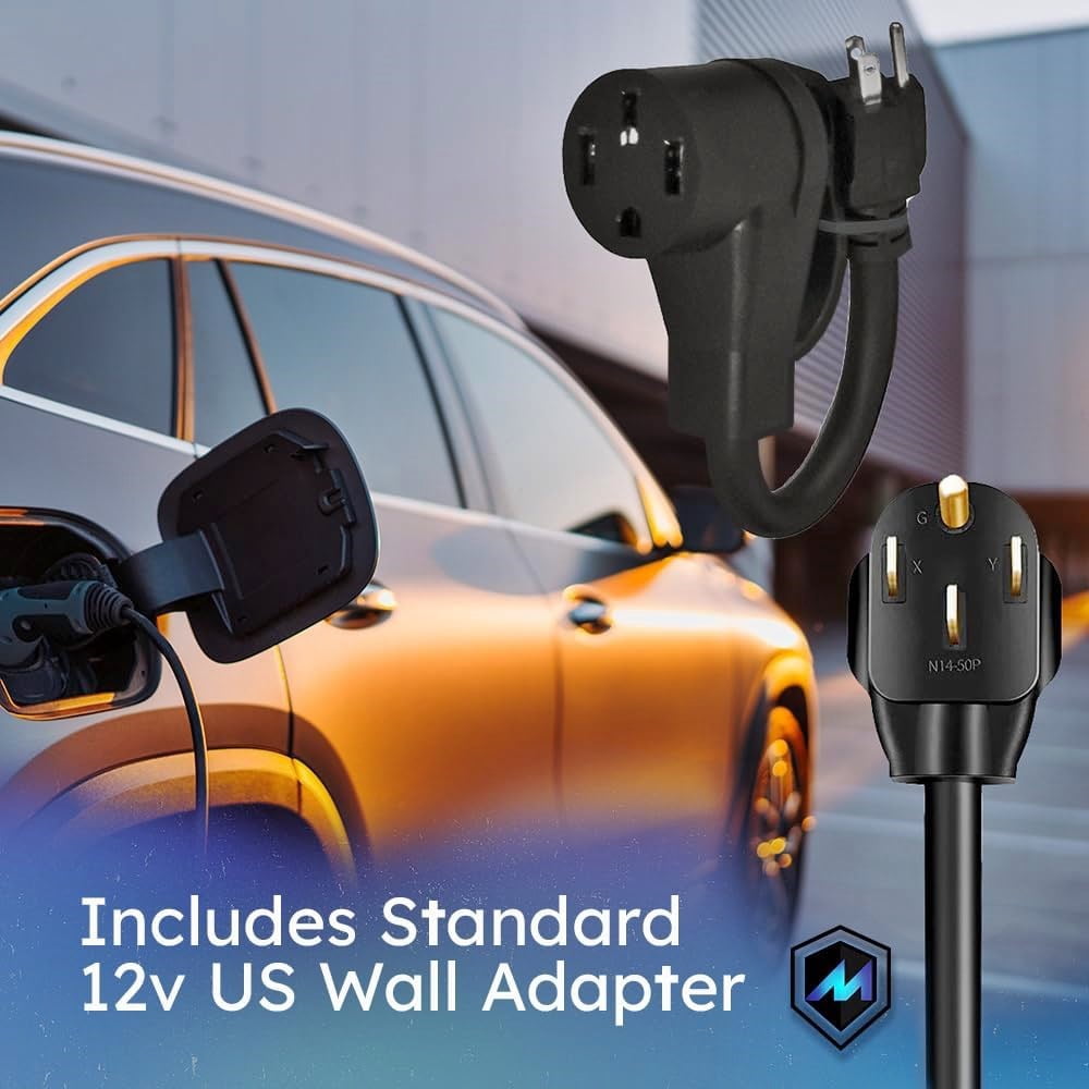 Electric Vehicle Charger Portable EV Charger, 32 AMP NEMA 14-50 and 12AMP NEMA 5-15 Connector, Level 1 & 2