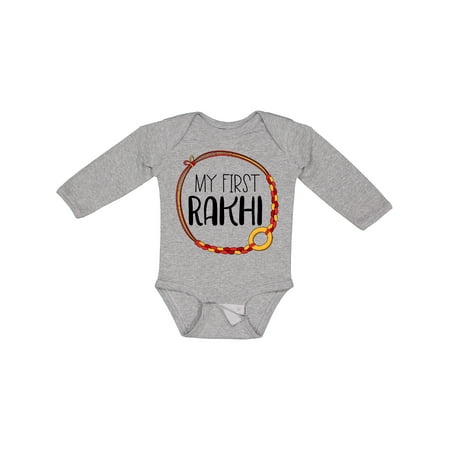 

Inktastic My 1st Rakhi Bracelet Raksha Bandhan Red and Gold Bracelet Gift Baby Boy or Baby Girl Long Sleeve Bodysuit