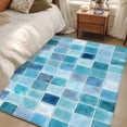 thumbnail image 3 of Area Rug 48×72in, Blue White Color Block Floor Carpet Living Room Rug, Summer Ocean Watercolor Square Non-Slip Welcome Mat Indoor Rugs for Bedroom Dining Room, 3 of 9