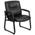 thumbnail image 1 of HERCULES Series Big & Tall 500 lb. Rated Black Leather Executive Side Reception Chair with Sled Base, 1 of 9