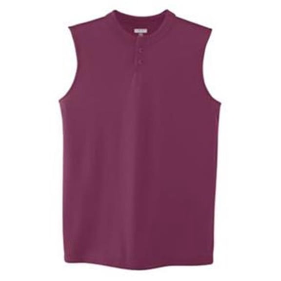 Augusta 540A Wicking Sleeveless Two-Button Baseball Jersey, Maroon - Small